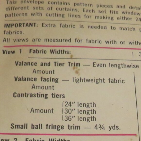 Simplicity 5494 Sewing Pattern Curtains 4 designs (complete) - Picture 6 of 9